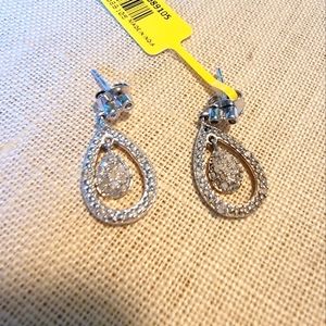Diamond Earrings in Platinum over Sterling Silver